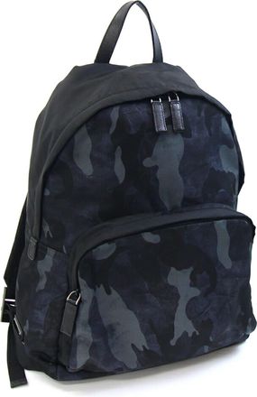 Prada Black Gray Navy Nylon Leather Backpack (Pre-Owned)