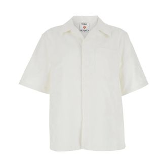 Casablanca Short Sleeve Shirts, male, White, Size: XL Msp26Sh22801Cotton