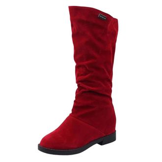 Generic Womens Casual Shoes Low Heels Round Toe Soft Mid Calf Boots Solid Fleece Knight Boots