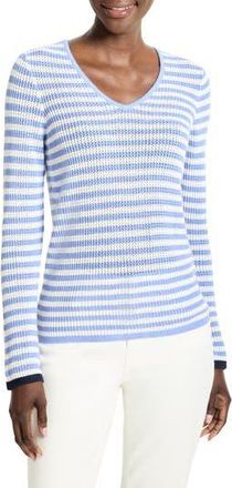 Nic+Zoe Stripe Supersoft Mesh Sweater in Blue Multi at Nordstrom Rack, Size Xx-Large