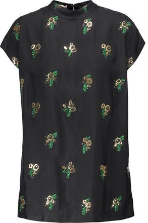 Stella McCartney Stella Mccartney Portia Metallic Embroidered Crepe Top Size S