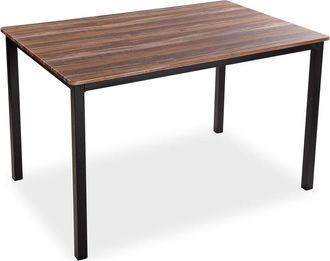 VERSA Mesa de comedor 6 personas en aglomerado efecto madera y metal negro
