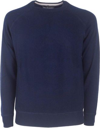 Emilio Romanelli Mens Crew Neck Sweater Em10757 - Dark Blue Cotton - Size EU 48 (Mens)