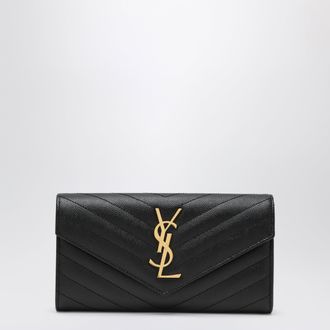 Saint Laurent Large Cassandre matelass&eacute; wallet in black