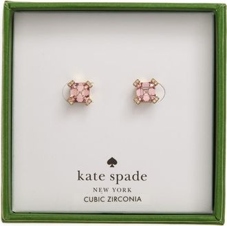 Kate Spade New York asscher cut crystal stud earrings in Pink at Nordstrom Rack