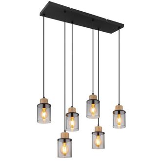 Netlighting Reid Cluster Pendant Ceiling Light Matt Black Smoke Glass Shade 6x E27
