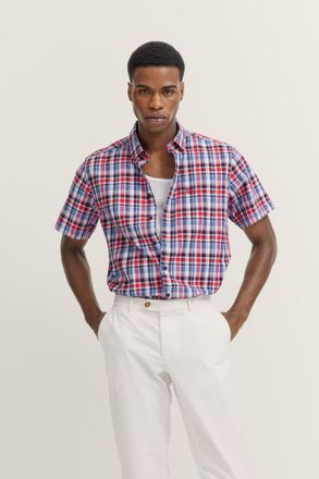 Bugatti Kurzarmhemd BUGATTI, Herren, Gr. 4XL, Normalgr&ouml;ssen, rot (950, rot), 100% Baumwolle, kariert, normal, Hemden Kurzarmhemd, mit Karo-Muster