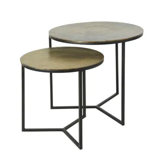 Maisons du monde Mesitas auxiliares de hierro forjado negro y dorado (x2)