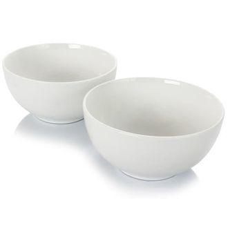 Gibson Home 2 Piece 7 Inch Ceramic All-Purpose Round Bowl Set in White at Nordstrom