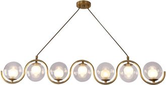 OEM Lunares - L&aacute;mpara Colgante De 117 Cm Sobre La Mesa, Color Dorado, Esfera Lechosa