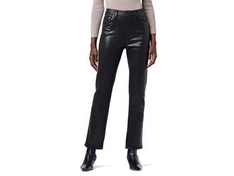 Hudson Nico Mid-Rise Straight Ankle w/ Slit Hem in Coated Black Beauty Womens Jeans Coated Black Beauty : 27 28, Cotton/Denim/Modal