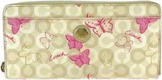 Coach Pre-owned Butterfly PVC Long Wallet - Dames - Vintage Accessoires - Beige - ONE Size - Tweed - Vintage