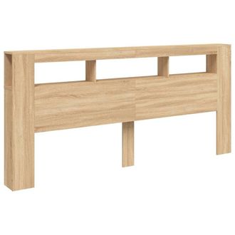 Berkfield Home LED Headboard Sonoma Oak 220x18.5x103.5 cm Engineered Wood in Brown