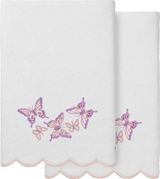 Linum Home Textiles 100% Turkish Cotton Britney Scallop 2Pc Embellished Bath Towel Set