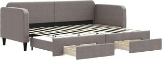 vidaXL Sof&aacute; Cama Nido Con Cajones Tela Gris Taupe 80x200 Cm Vidaxl