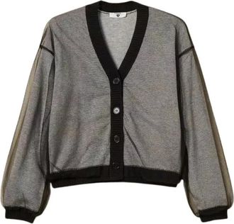 Twinset Cardigan in maglia doppiata in tulle - Dames - Vesten - Grijs - XS - Tule - Truien & Vesten