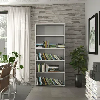 Dmora Dmora - Librer&iacute;a Con Cuatro Estantes, Color Blanco, 89,2 X 186 X 40,1 Cm, Con Embalaje Reforzado