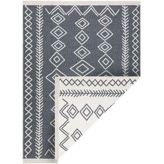 RugsX Alfombra Twin 23000 Boho, Algod&oacute;n, Doble Cara, Diamantes Flecos Ecol&oacute;gicos - Antracita / Crema Grey 180x270 Cm