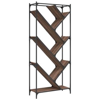 Berkfield Home Bookcase Brown Oak 79x30x180 cm Engineered Wood & Metal | Size: 79 x 30 x 180 cm