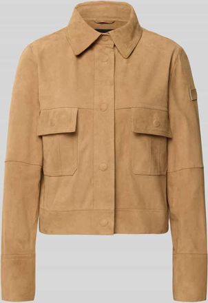 Peuterey Lederjacke mit Pattentaschen Modell Era in Beige, Gr&ouml;&szlig;e 38