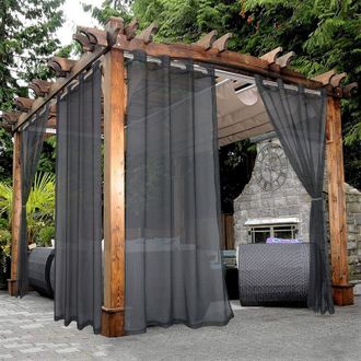 OEM Cortinas Transl&uacute;cidas Para Exteriores, Impermeables, Para Patio - 2 Paneles Con Ojales, Para Sal&oacute;n, Dormitorio, Terraza, P&eacute;rgola, Caba&ntilde;a, 132 X 274 Cm