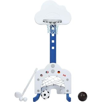 Costway Costway Soporte De Baloncesto Para Ni&ntilde;o Altura Ajustable Con Porter&iacute;a De F&uacute;tbol Y Golf Juguete Centro Actividad Para Infantil