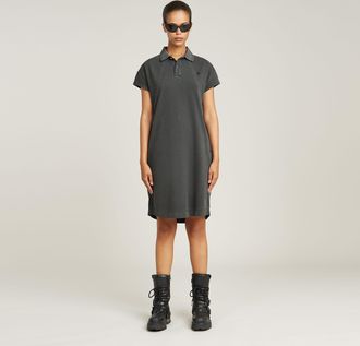 G-Star Womens G-Star RAW Seam Detail Polo Dress - Black Cotton - Size X-Small