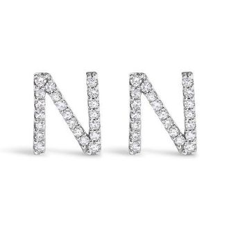 House of Brilliance 10K Gold 1/10 Cttw Diamond Initial A to Z Stud Earring in White Gold | N at Nordstrom