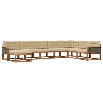 vidaXL Conjunto De Sof&aacute;s De Exterior Con Coj&iacute;n 8 Pcs Natural Y Beige Vidaxl