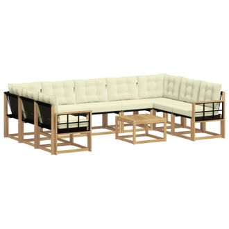 vidaXL Conjunto De Sof&aacute;s De Exterior Con Coj&iacute;n 10 Pcs Blanco Y Crema Vidaxl