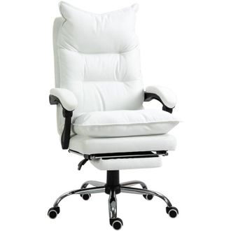 Vinsetto Vinsetto Poltrona da Ufficio in Similpelle Bianca Regolabile Reclinabile 155°