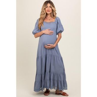 Pinkblush Lace Insert Maxi Dress in Blue at Nordstrom, Size Medium