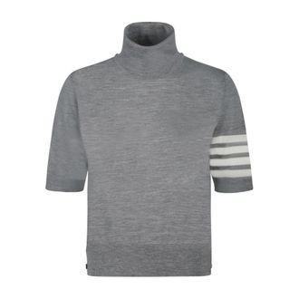 Thom Browne Fijne Merinowol 4-Strepen Coltrui - Dames - Truien - Grijs - Maat: S Wol