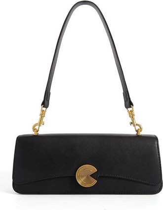 Generic Genuine Leather Shoulder Bag for Women Small Cowhide Crossbody Bag Fashion Flap Purse Ladies Elegant Handbags (Black)