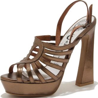 Jeffrey Campbell Bronze Leren Sandalen met Hoge Hak - Dames - Sandalen met hakken - Bruin - 40 EU - Leer - Schoenen