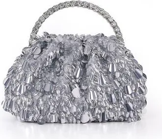 Badgley Mischka Remy Mixed Sequin Pouch Clutch in Silver at Nordstrom, Size Small