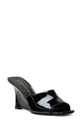 Stuart Weitzman Vinnie 85 Patent Leather Wedge Mule in Black at Nordstrom, Size 6.5