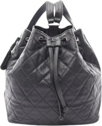 Chanel Pre-owned Vintage Rugzak - Dames - Vintage Rugzakken - Zwart - ONE Size - Leer - Vintage