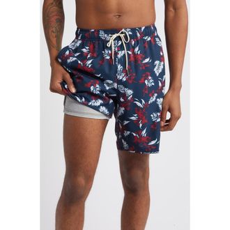 Fair Harbor The Anchor Swim Trunks in Navy Nautical Hawaiian at Nordstrom, Size Small