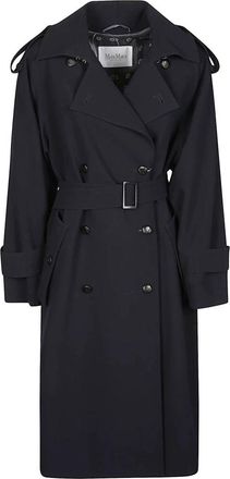 Max Mara Certo Trenchcoat - Dames - Trenchcoats - Blauw - S - Wol - Jassen
