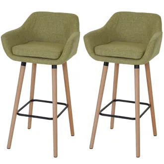 Hhg Hhg - Nunca Usado] Lote De 2 Taburetes De Bar Malm&ouml; T381, Taburete De Bar Taburete De Bar, Textil, Verde Claro