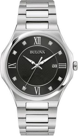 Bulova Classic Diamond Bracelet Watch, 41mm x 8mm in Silver at Nordstrom Rack