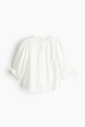 H&M Bluse mit Puff&auml;rmeln - Weiss