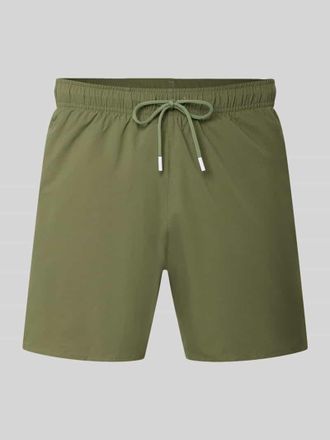 HUGO BOSS Badeshorts mit Label Stitching Modell ICONIC in Khaki, Gr&ouml;&szlig;e XXL