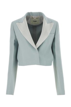 Fendi Poederblauwe Wolmix Blazer