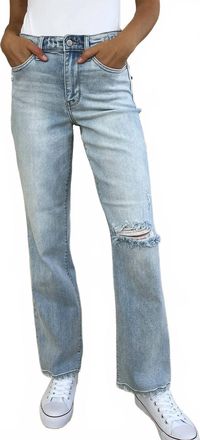 Judy Blue High Waist Distressed Straight Jeans In Light Wash