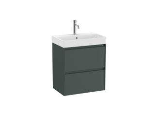 Roca Mueble Lavabo Blanco 550x360 Ona Compact 2 Cajones Led Verde Mate