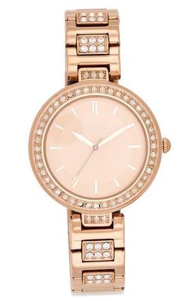 Fossil Karli Crystal Embellished Bracelet Watch, 32mm in Pink/Rose Gold at Nordstrom Rack