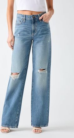 Guess Ripped Slouchy Fit Jeans in Light Blue at Nordstrom, Size 25 X 32