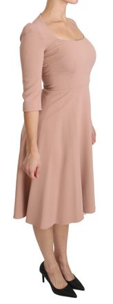 Dolce & Gabbana Womens Pink 3-4 Sleeves A-Line Viscose Dress Acetate Elastane
